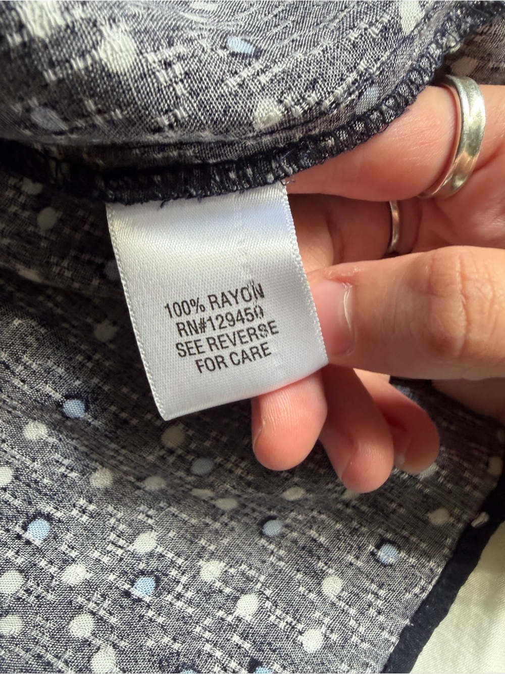 Croft & barrow plus size 3/4 sleeve button navy polka dot preppy workwear blouse - Picture 6 of 7